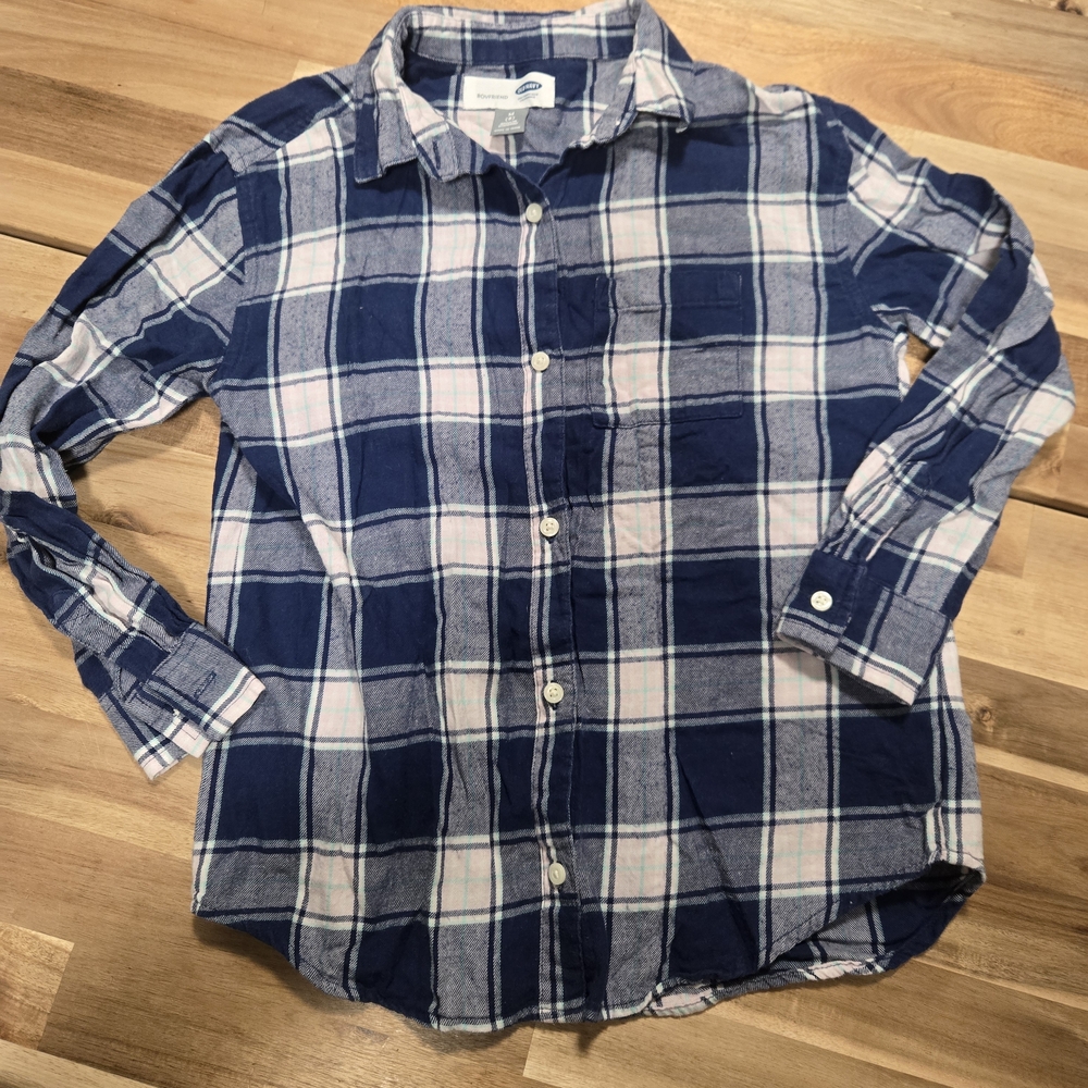 Old Navy Navy and White Checkered Kids Shirt